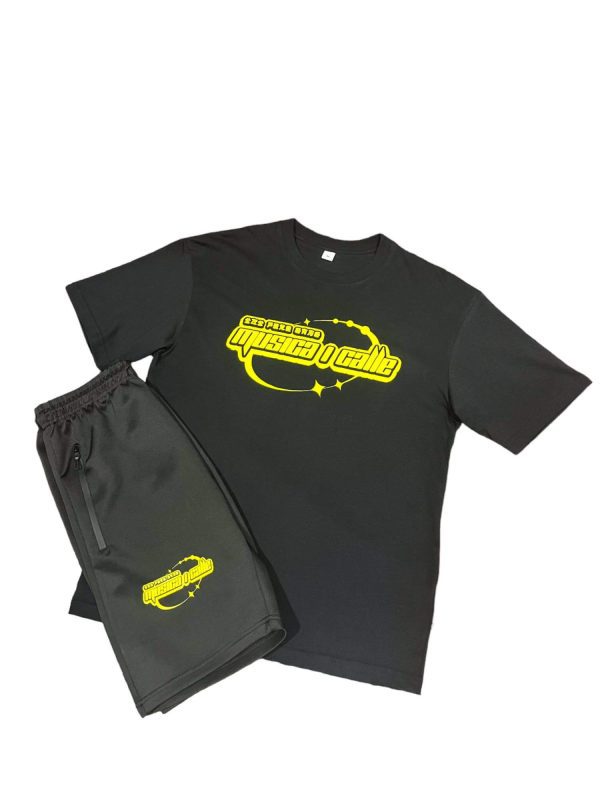 Conjunto-camiseta-y-pantalon-oversice-manga-corta-color-negro-amarillo-unisex-estilo-streetwear-urbano-musica-i-calle-lilpere